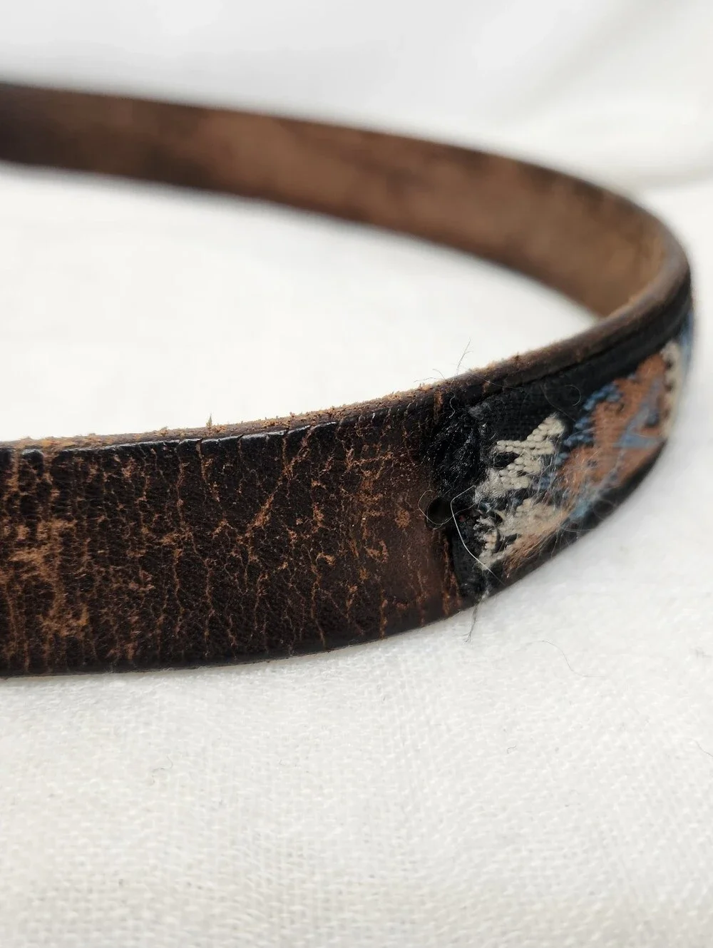 Vintage Bates Mens 38-40 Brown Leather Aztec Belt Bison Coin Concho Peruvian